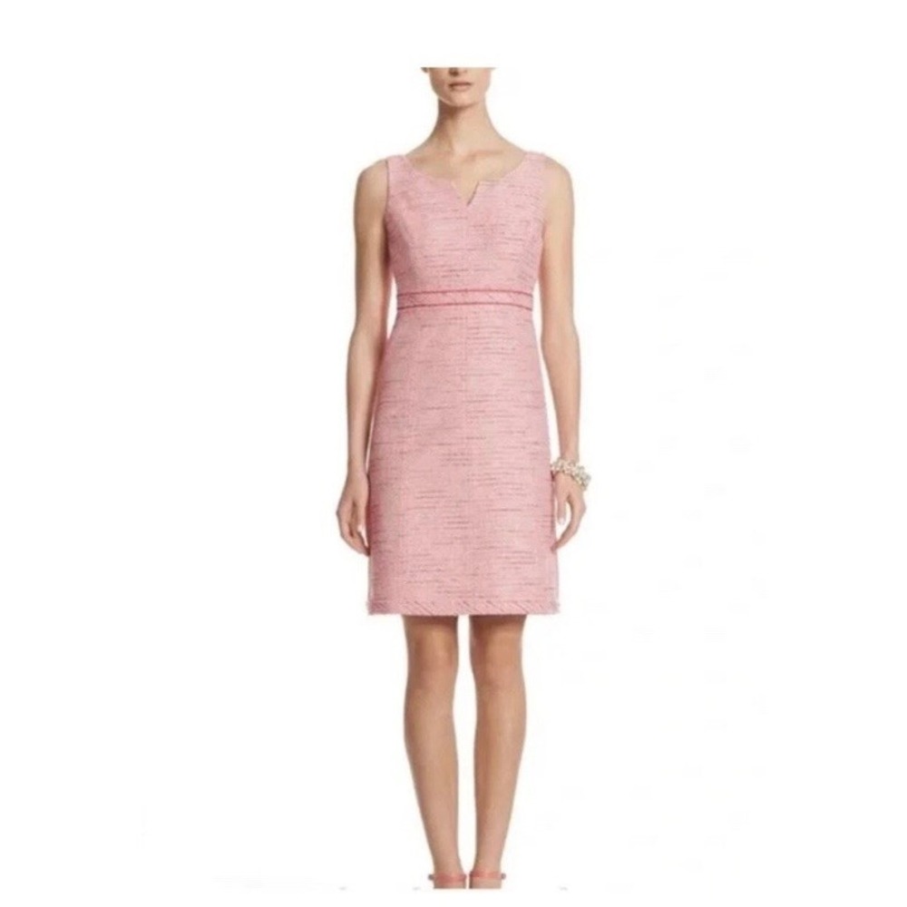 WHITE HOUSE BLACK MARKET PINK WITH WHITE EMBROIDERED DRESS-SIZE 10 LOVELY!